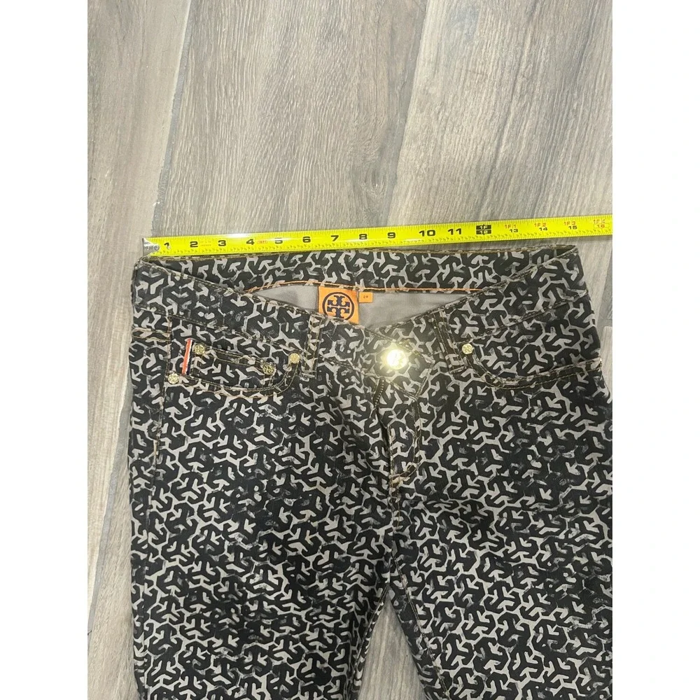 Tory Burch Jeans Womens Sz 28 Geometric Print Straight Leg Black Gray Designer